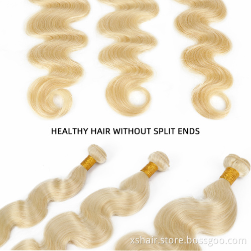 Hot selling body 100% virgin blonde 613 russian human hair bundles ,Raw 613 Virgin Blonde Human Hair Vendors